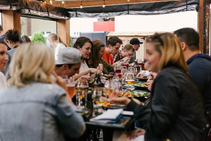 People connecting over a shared meal